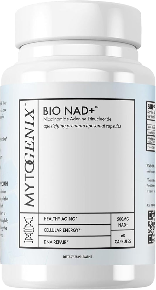 Organic NAD+ Capsules - 60 Capsules, 500mg per Serving - Anti-Aging Supplement for Cellular Health, DNA Repair