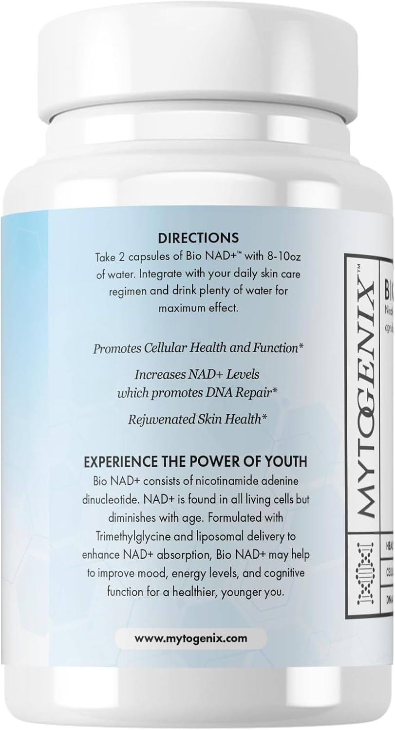 Organic NAD+ Capsules - 60 Capsules, 500mg per Serving - Anti-Aging Supplement for Cellular Health, DNA Repair