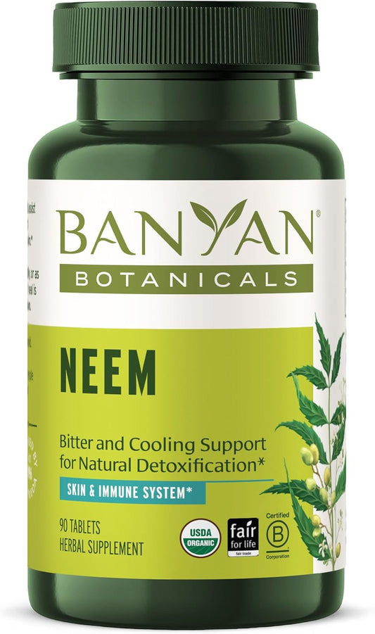 Organic Neem Leaf Tablets for Natural Detox, Skin Health, Immune Support - 90 Ct Vegan Tablets - Non-GMO & Sustainably Sourced