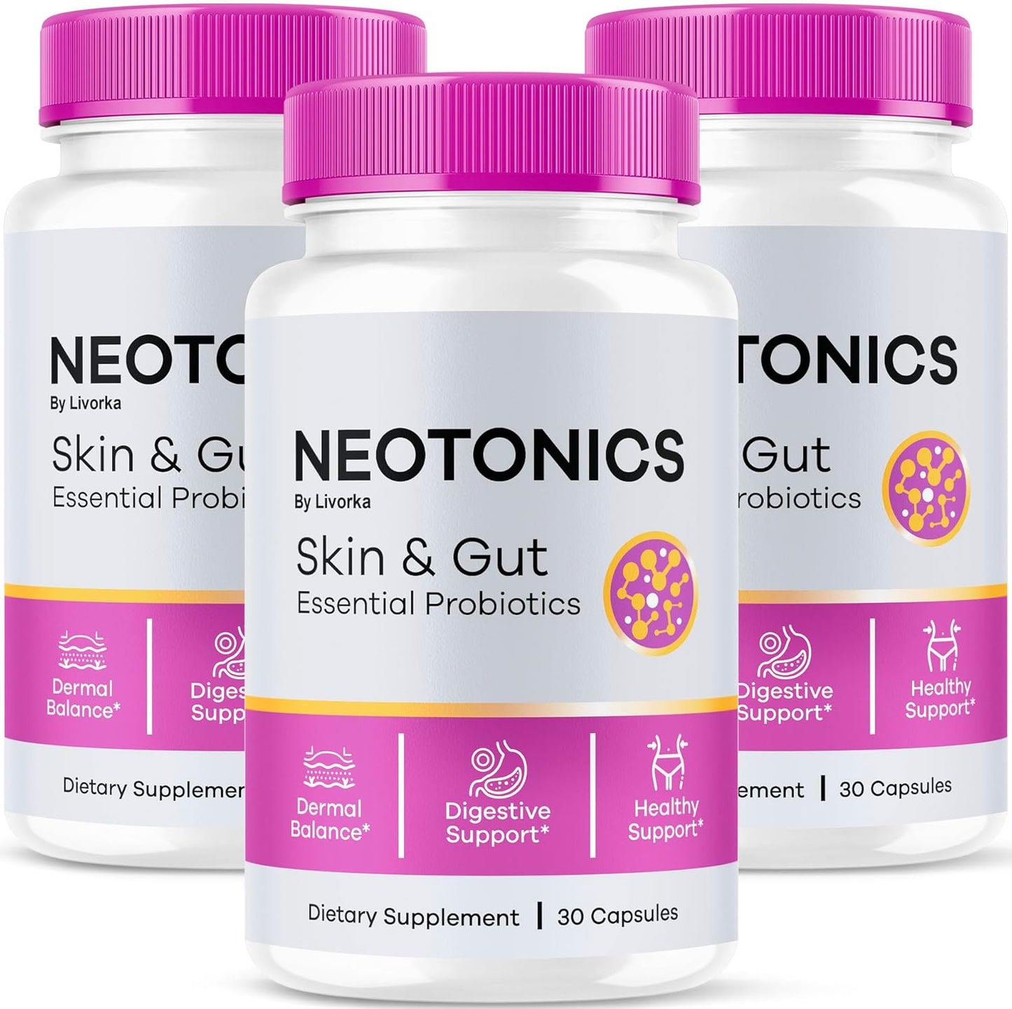 Organic Neotonics Skin & Gut Essential Probiotics - 3 Month Supply - 90 Capsules - Reviews & Care