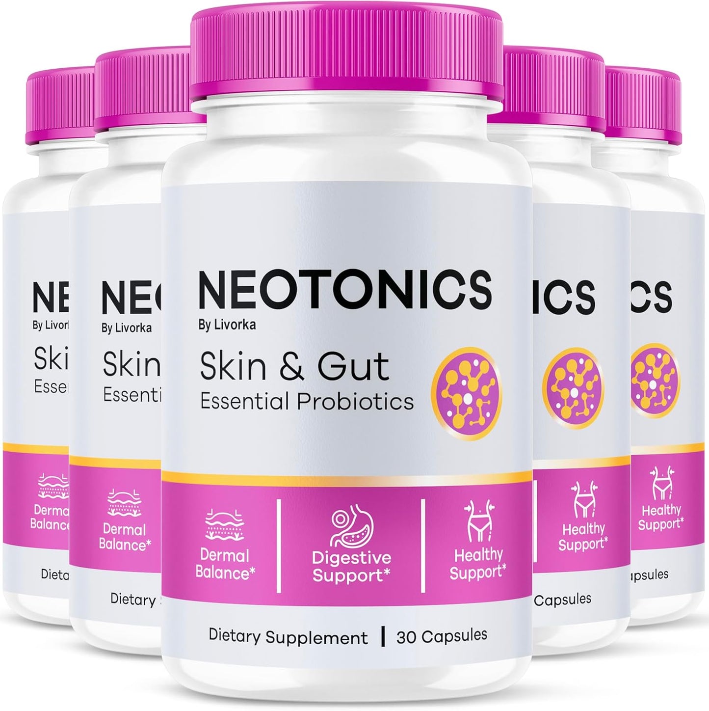 Organic Neotonics Skin & Gut Probiotics Capsules - 5 Month Supply