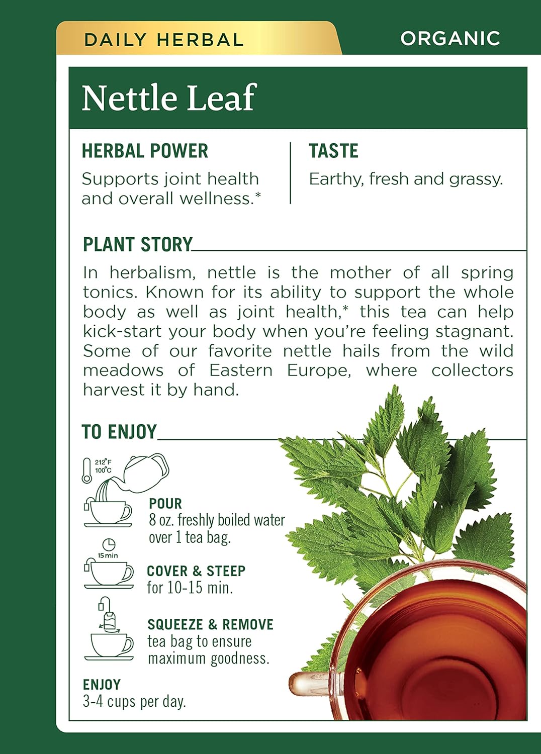 Organic Nettle Leaf Herbal Tea for Joint Health - Pack of 2 (32 Tea Bags)