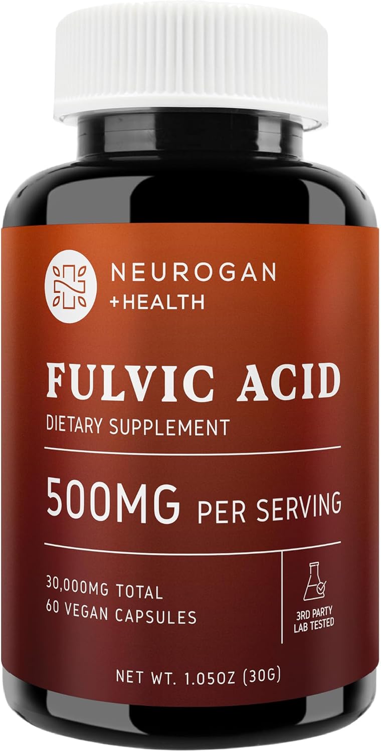Organic Neurogan Fulvic Acid Capsules for Digestive & Immune Support | Boost Cellular Energy & Brain Function | Natural Mineral Complex from Shilajit | 500mg - 60 Count