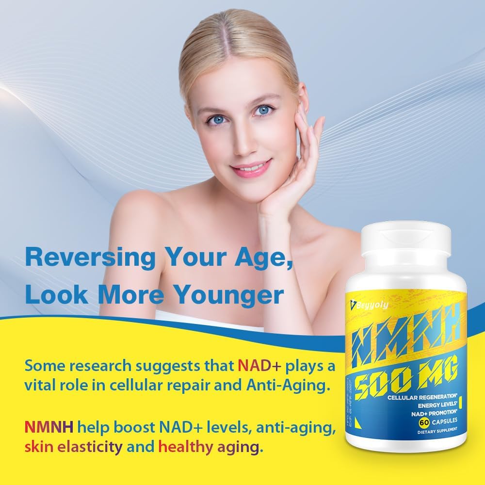 Organic NMNH NAD Supplement 500mg for Anti-Aging & Energy - Boost NAD+ Levels for Men & Women, Immune Support, Focus - 780 Capsules