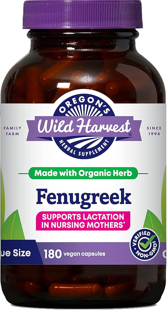 Organic Non-GMO Fenugreek Capsules for Lactation Support - 180 Count by Oregon's Wild Harvest