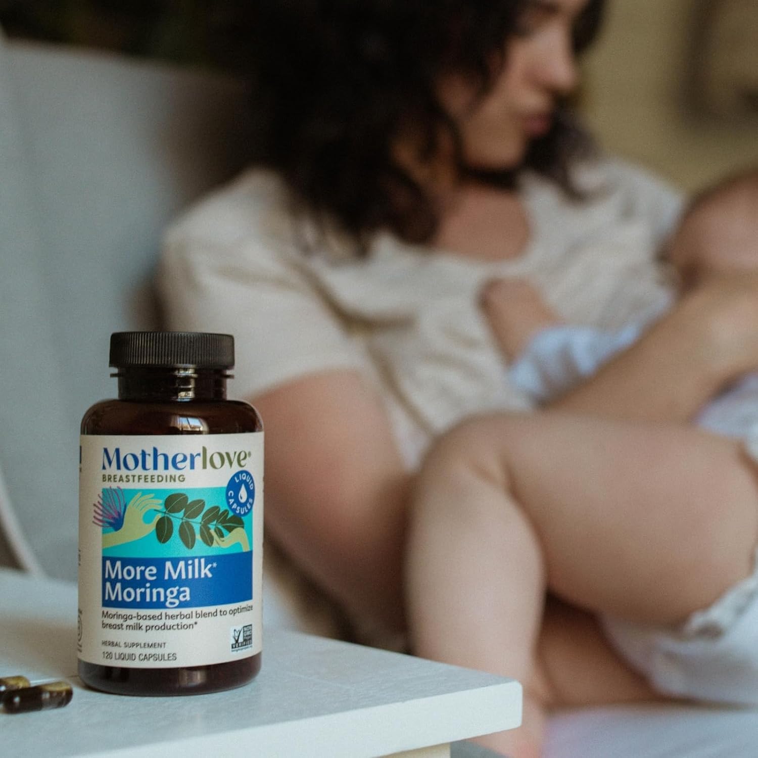 Organic Non-GMO Moringa Lactation Supplement (135 Liquid caps) for Breast Milk Supply - Vegan & Kosher Formula by Motherlove