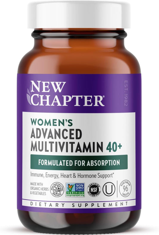 Organic Non-GMO Women's Multivitamin 40+ with Whole-Food B Vitamins + D3, 96 Count