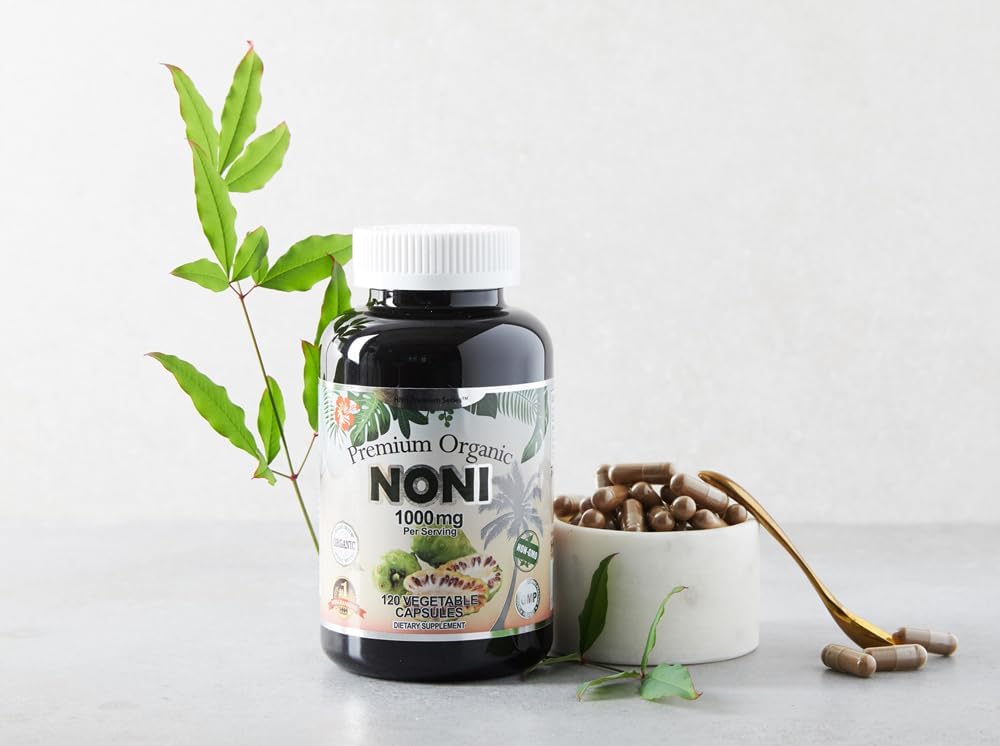 Organic Noni Capsules 1000mg - Immune Support & Antioxidants - 120 Vegan Capsules - Noni Extract Supplement