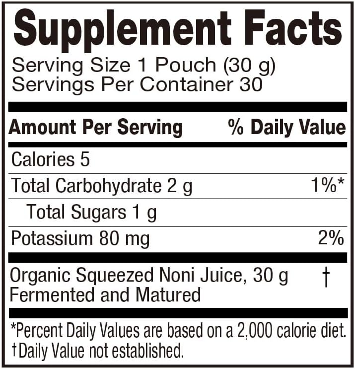 Organic NONI Juice Extract Daily Pack - 30 x 1 fl oz Bottles - 100% Fermented by ALLBIO