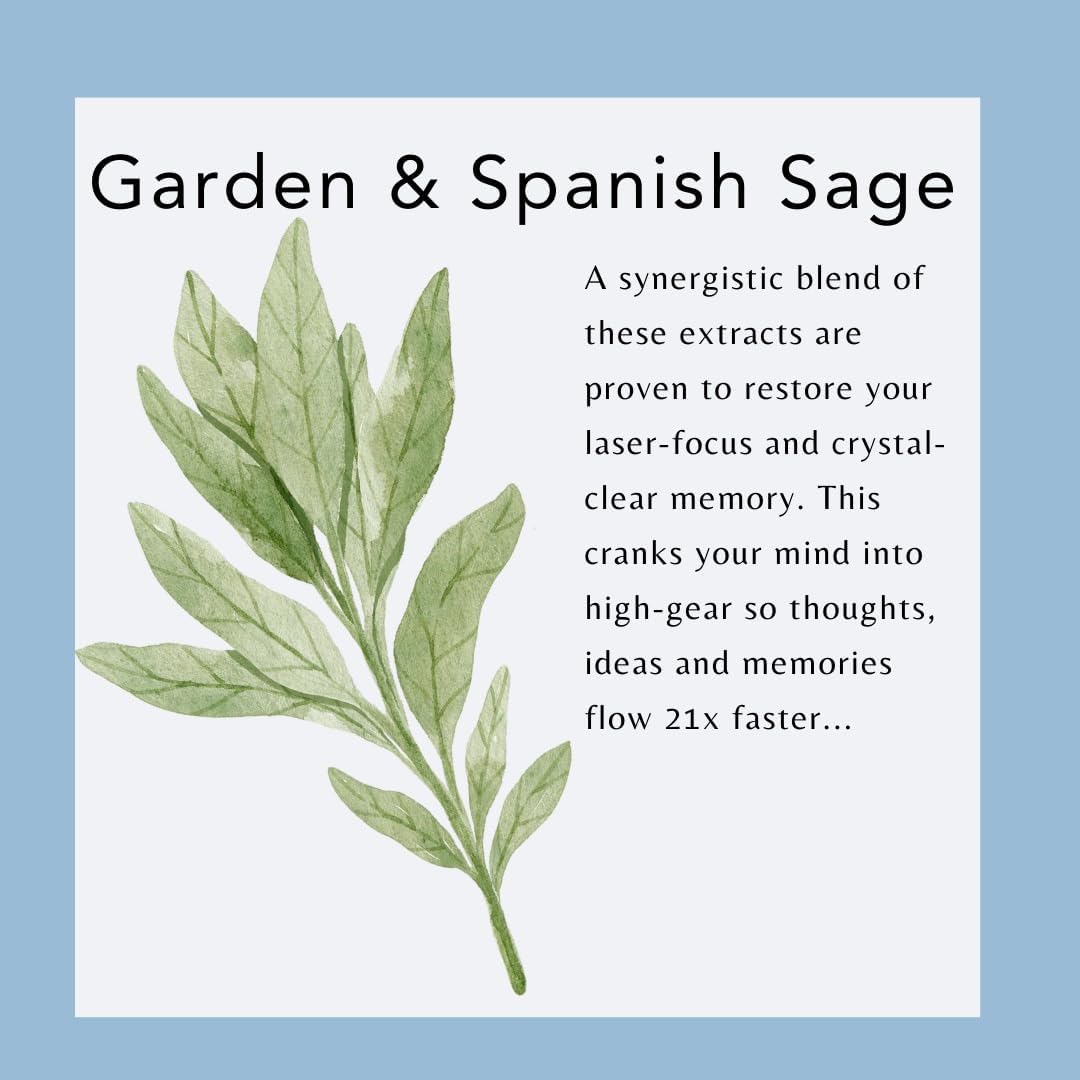 Organic NuRal™ Brain Supplement with Sage, Holy Basil, Bacopa Monnieri - Enhance Memory, Focus, Brain Power - Clinically Proven