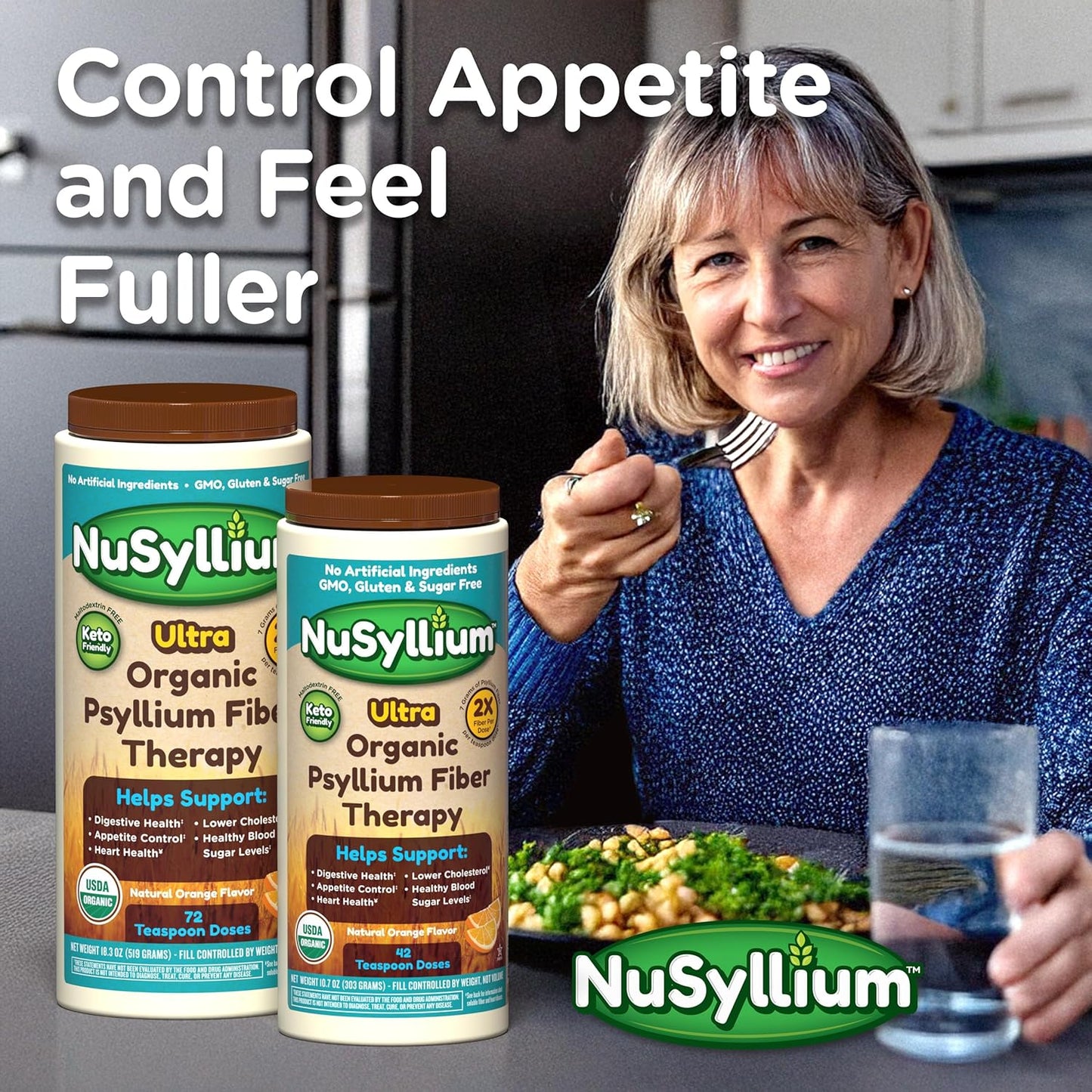Organic NuSyllium Psyllium Husk Powder with Brown Sugar - 21 Oz, 85 Servings, Digestive Health Supplement*