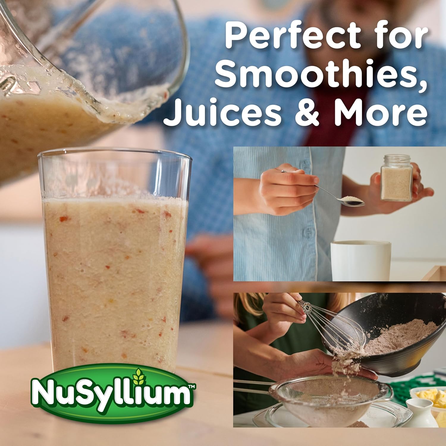 Organic NuSyllium Psyllium Husk Powder with Brown Sugar for Digestive Health - 30.5 Oz, 72 Servings, Natural Orange Flavor