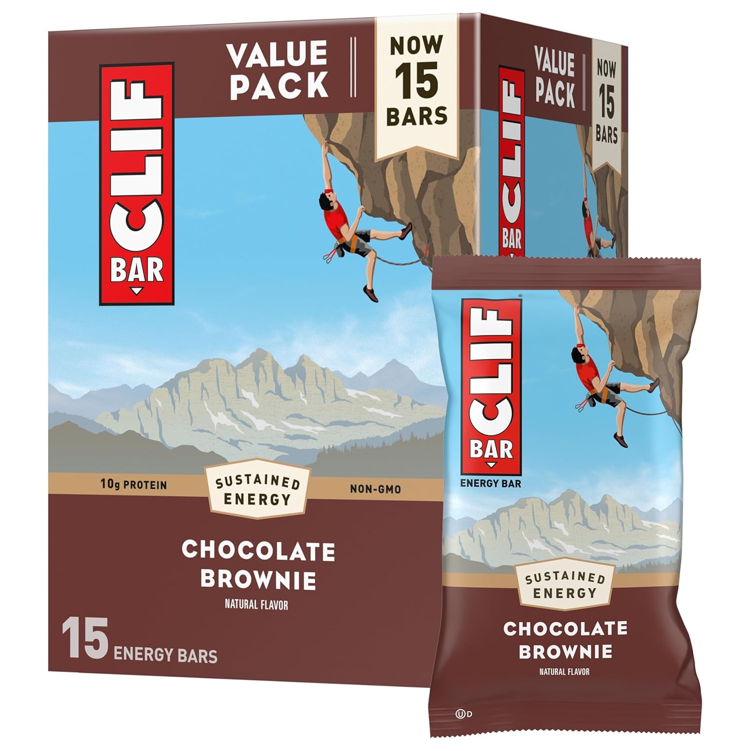 Organic Oats Chocolate Brownie Energy Bars - Non-GMO Plant Based Protein (15 Pack)