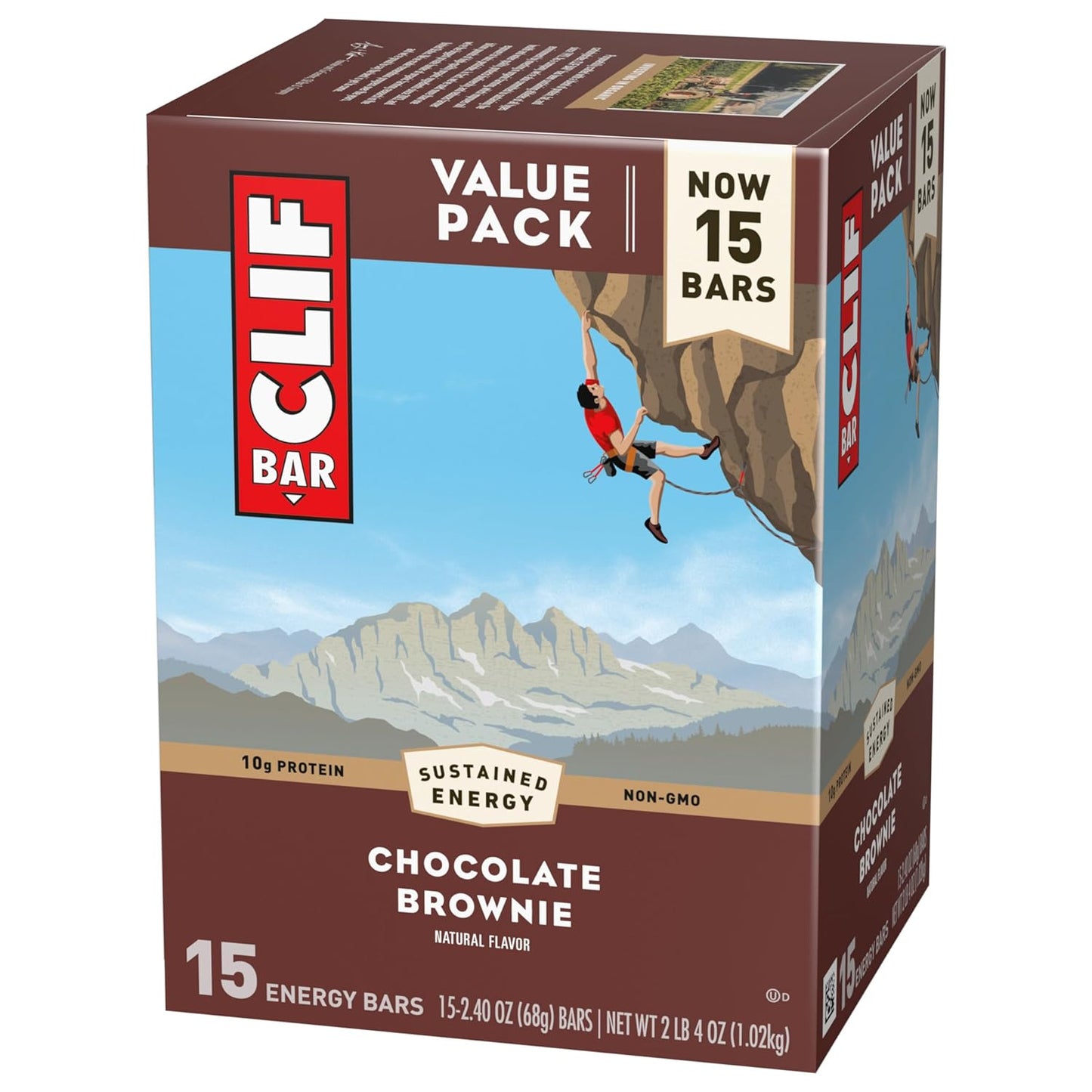 Organic Oats Chocolate Brownie Energy Bars - Non-GMO Plant Based Protein (15 Pack)