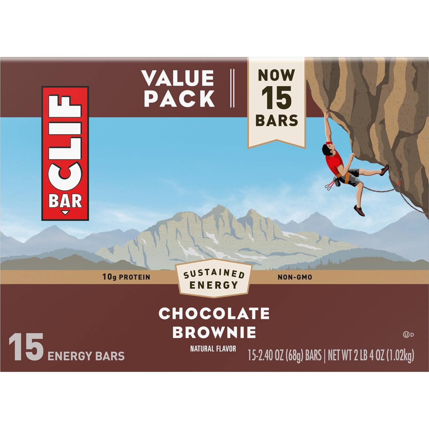 Organic Oats Chocolate Brownie Energy Bars - Non-GMO Plant Based Protein (15 Pack)