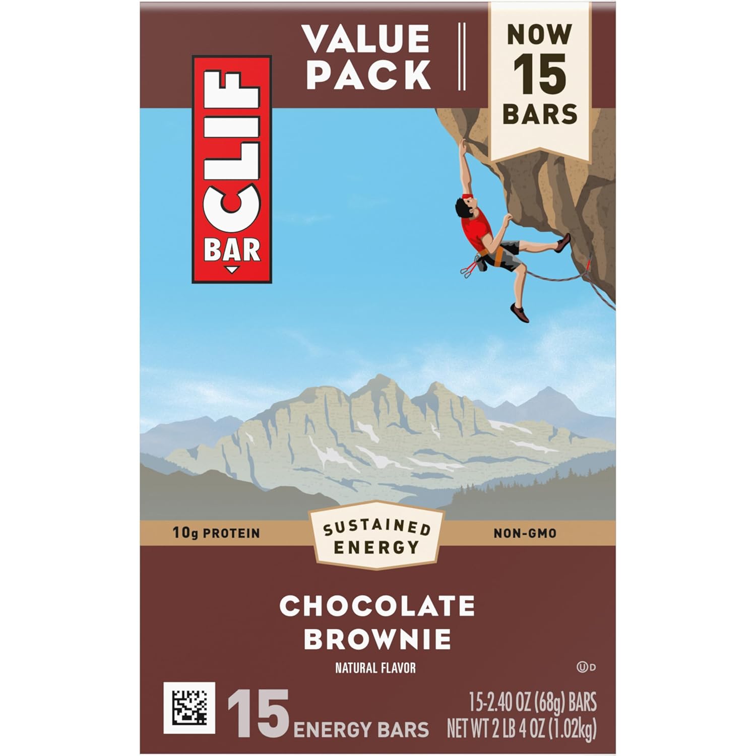 Organic Oats Chocolate Brownie Energy Bars - Non-GMO Plant Based Protein (15 Pack)