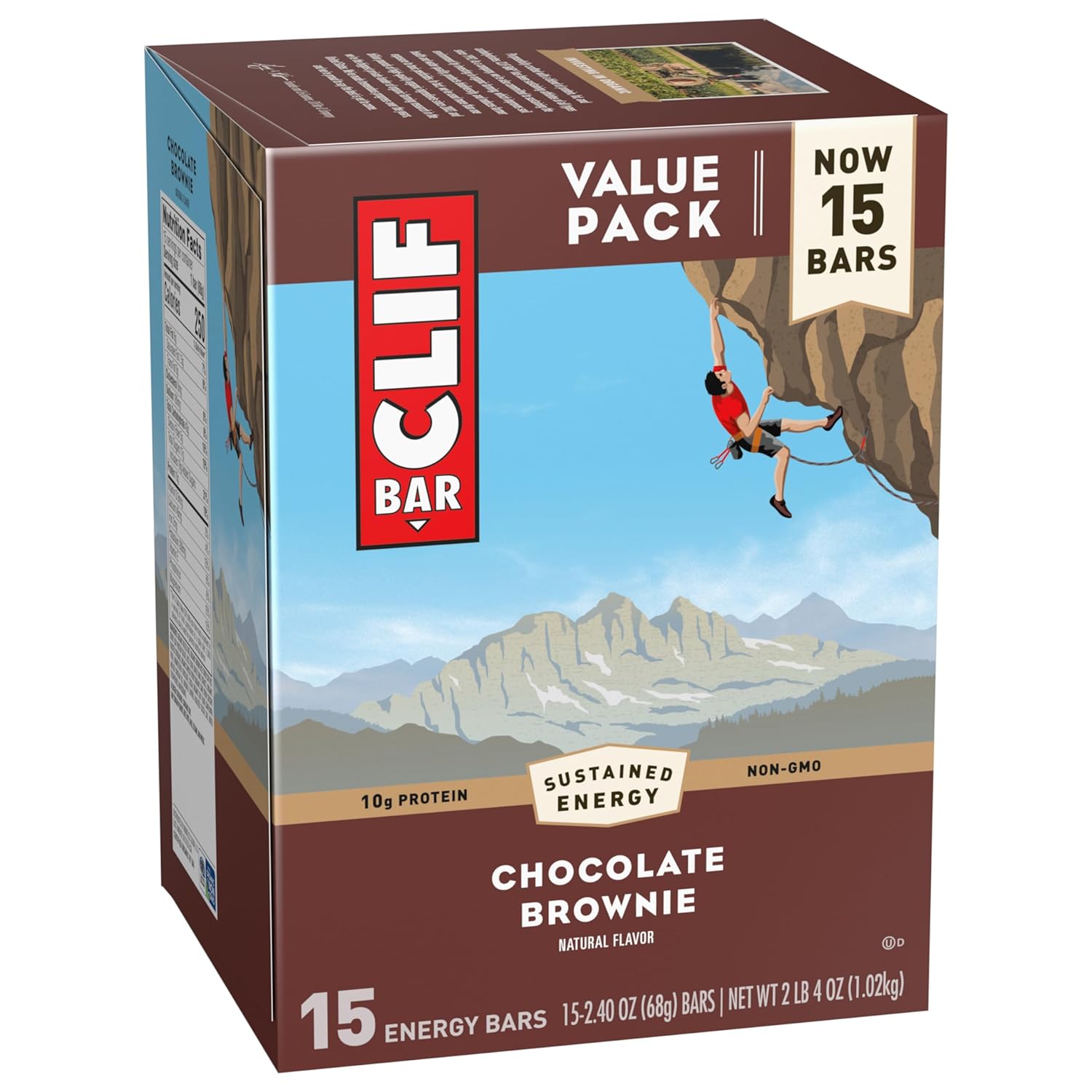 Organic Oats Chocolate Brownie Energy Bars - Non-GMO Plant Based Protein (15 Pack)