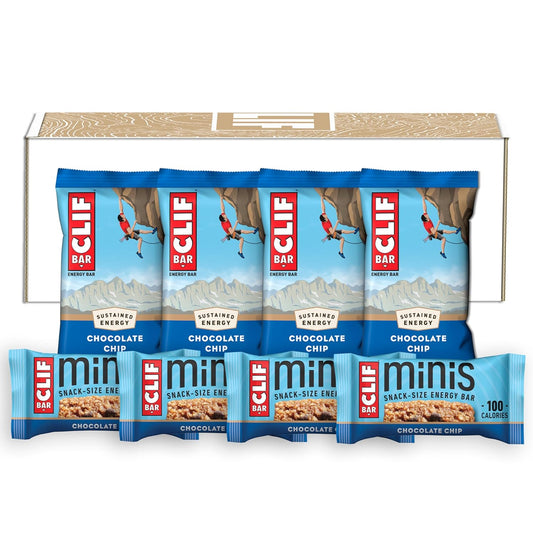 Organic Oats Chocolate Chip CLIF BAR Energy Bars - Full Size and Mini - Plant Based Non-GMO - 20 Count - 2.4 oz. and 0.99 oz.
