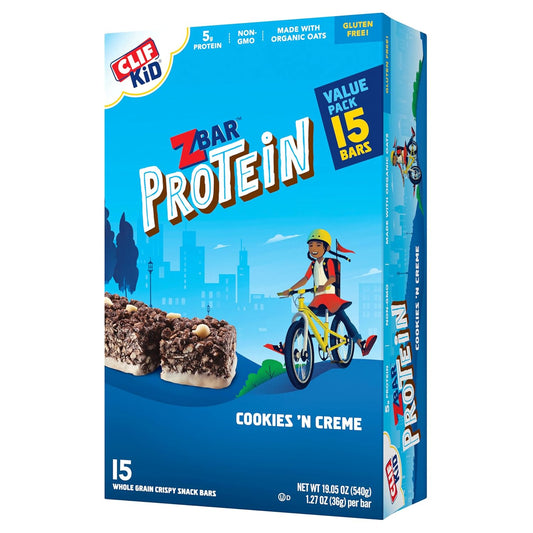 Organic Oats Cookies 'n Creme Protein Bars, Gluten Free Snack Bars with 5g Protein, Non-GMO (15 Pack)