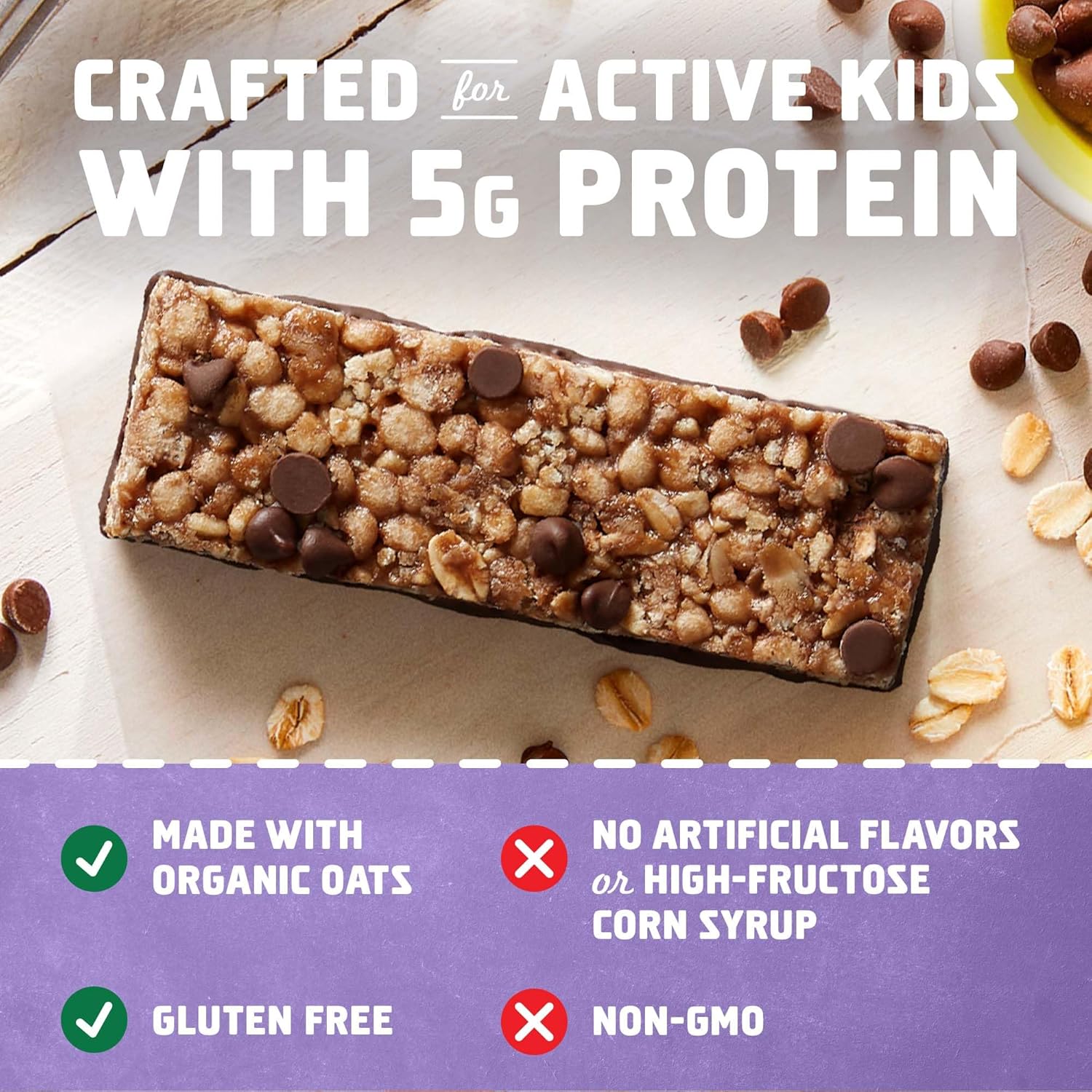 Organic Oats Protein Bars Variety Pack - Chocolate Chip, Chocolate Mint, Cookies 'n Creme - Gluten Free, Non-GMO - 5g Protein - Crispy Snack Bars (18 Pack)