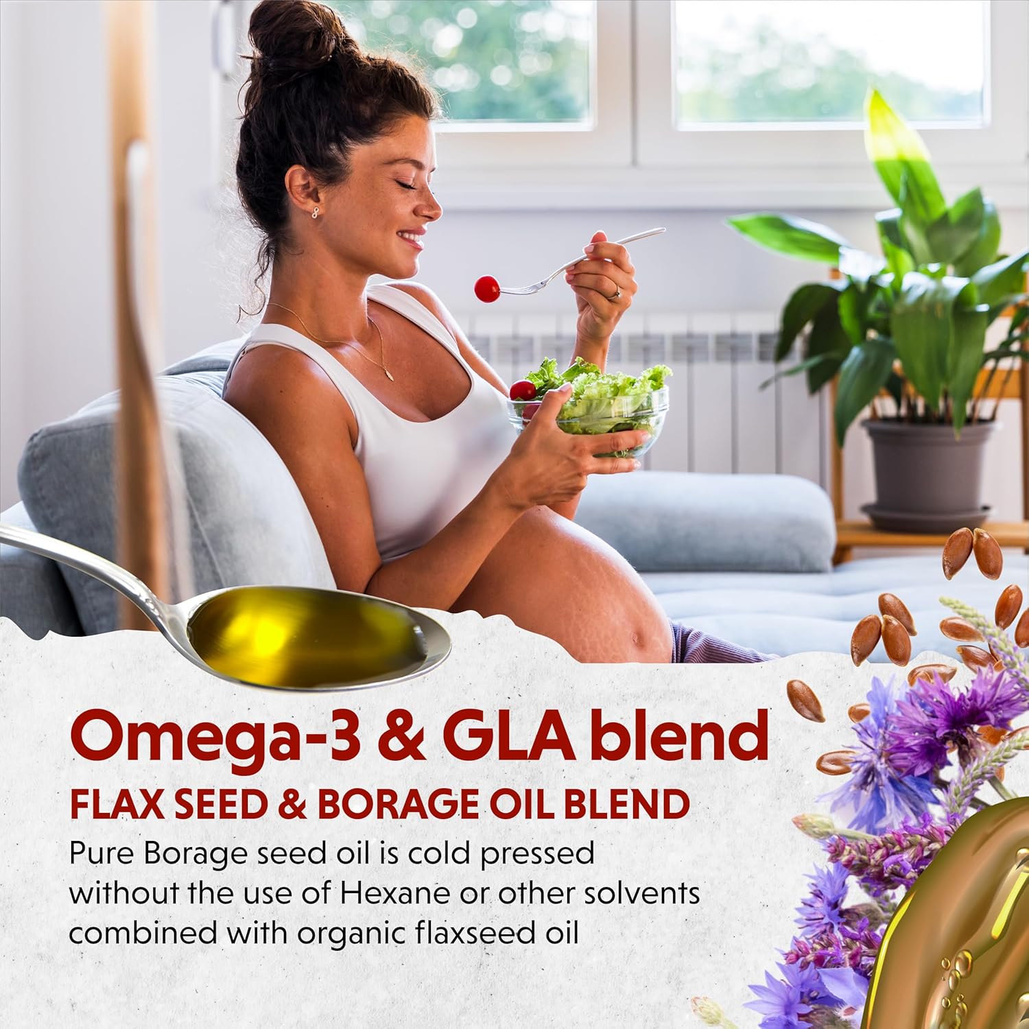 Organic Omega Twin Liquid Flaxseed and Borage Oil Supplement with ALA and GLA Fatty Acids, 12 oz
