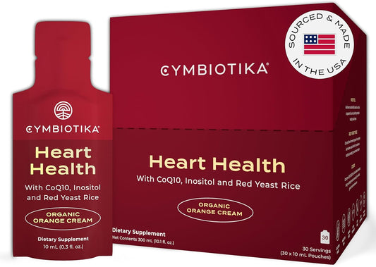 Organic Orange Cream Heart Health Supplement with CoQ10, Red Yeast Rice & Inositol - Gluten Free, Supports Circulation & Aging - 30 Pack