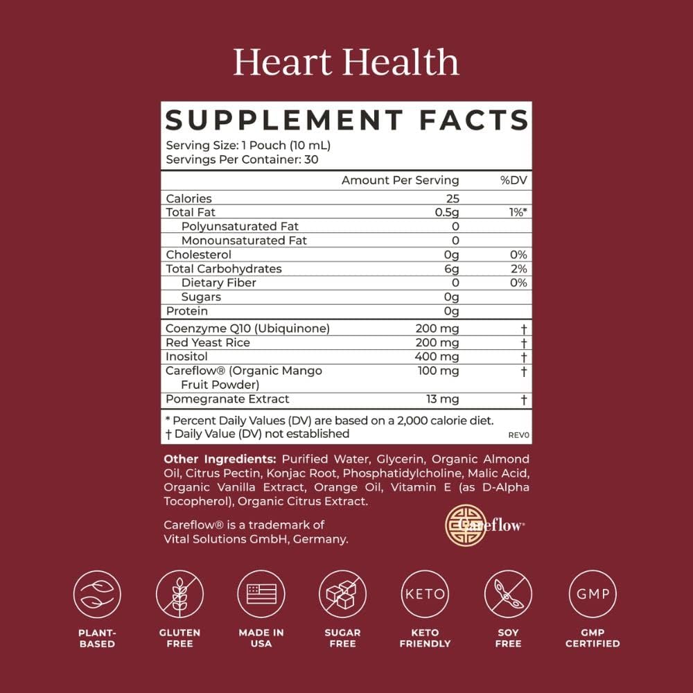 Organic Orange Cream Heart Health Supplement with CoQ10, Red Yeast Rice & Inositol - Gluten Free, Supports Circulation & Aging - 30 Pack