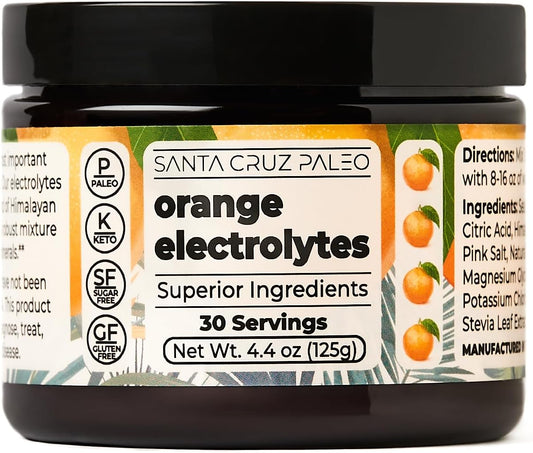 Organic Orange Electrolyte Powder with Himalayan Salt, Magnesium, Potassium - Sugar-Free, 30 Servings