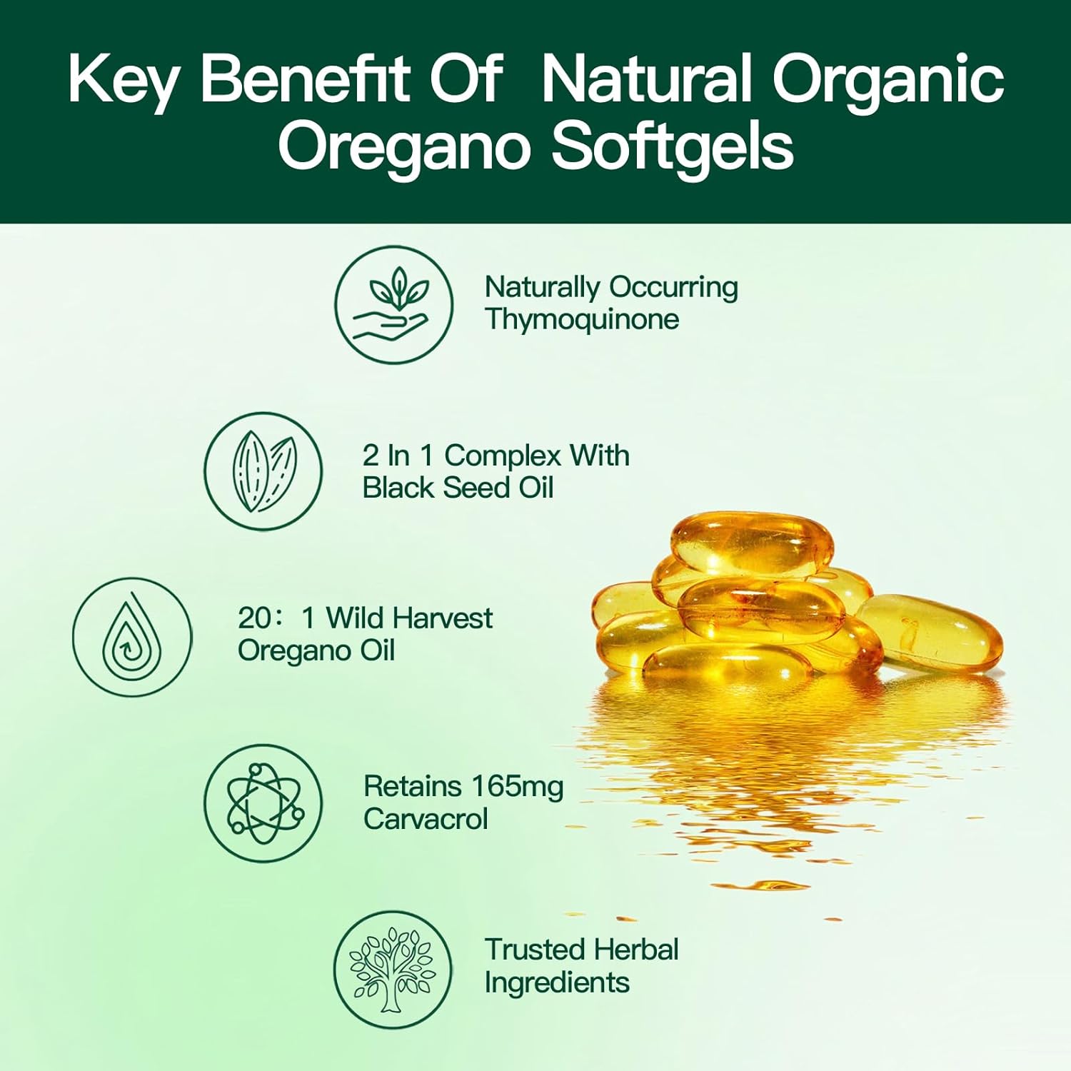 Organic Oregano and Black Seed Oil Softgels | 300 Count Capsules | Non-GMO Gluten Free Extract | Aceite de Oregano Pill