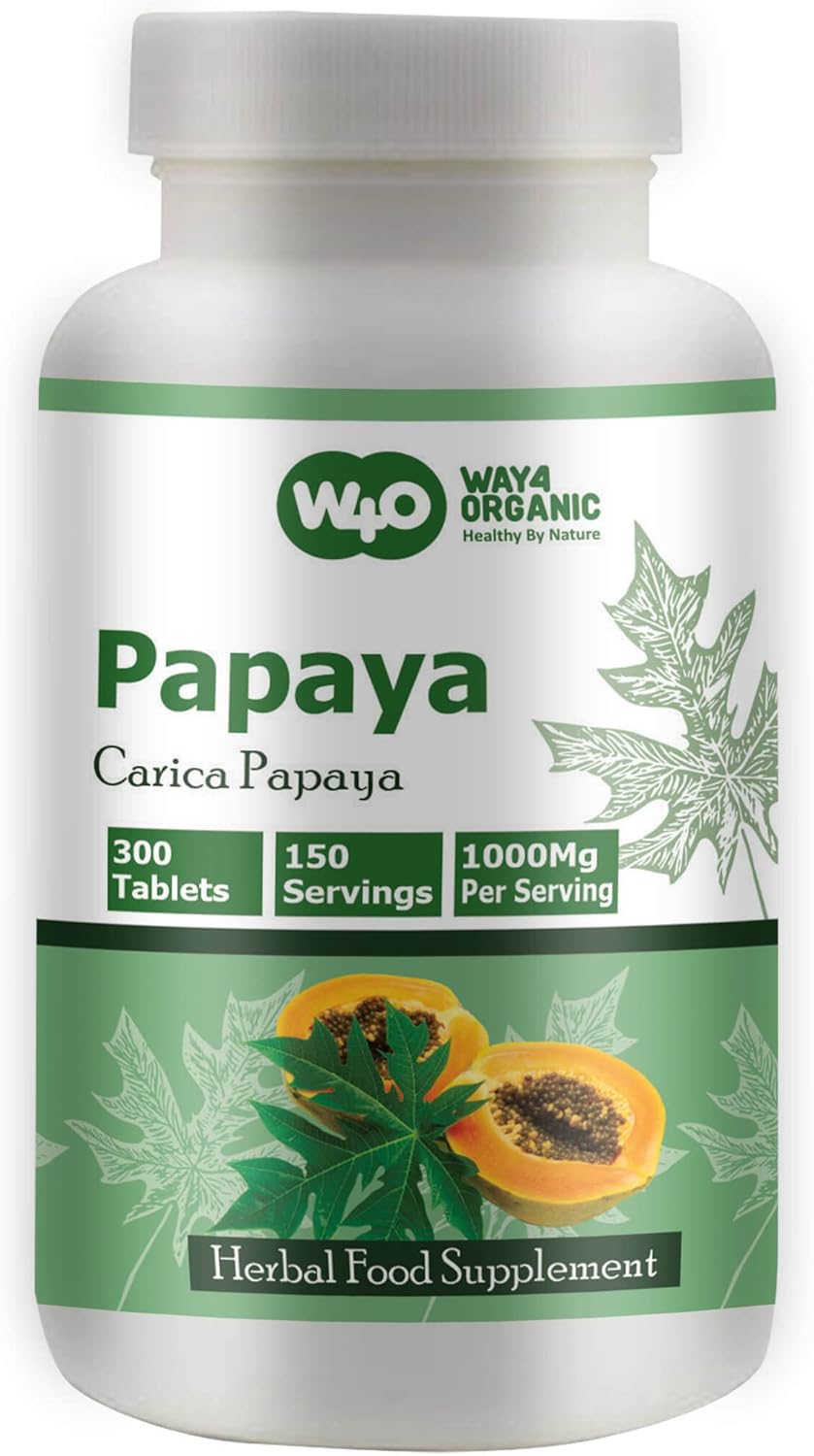 Organic Papaya Leaf Extract Capsules - 300 Pills, 150 Servings, 1000mg - Boosts Platelet Immunity & Digestion - Pack of 2