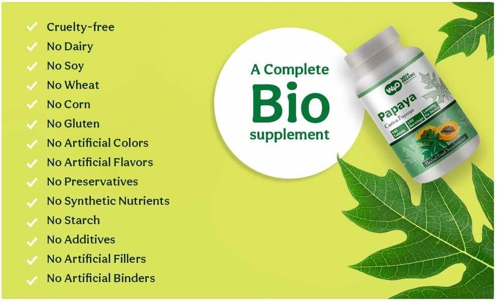 Organic Papaya Leaf Extract Capsules - 300 Pills, 150 Servings, 1000mg - Boosts Platelet Immunity & Digestion - Pack of 2