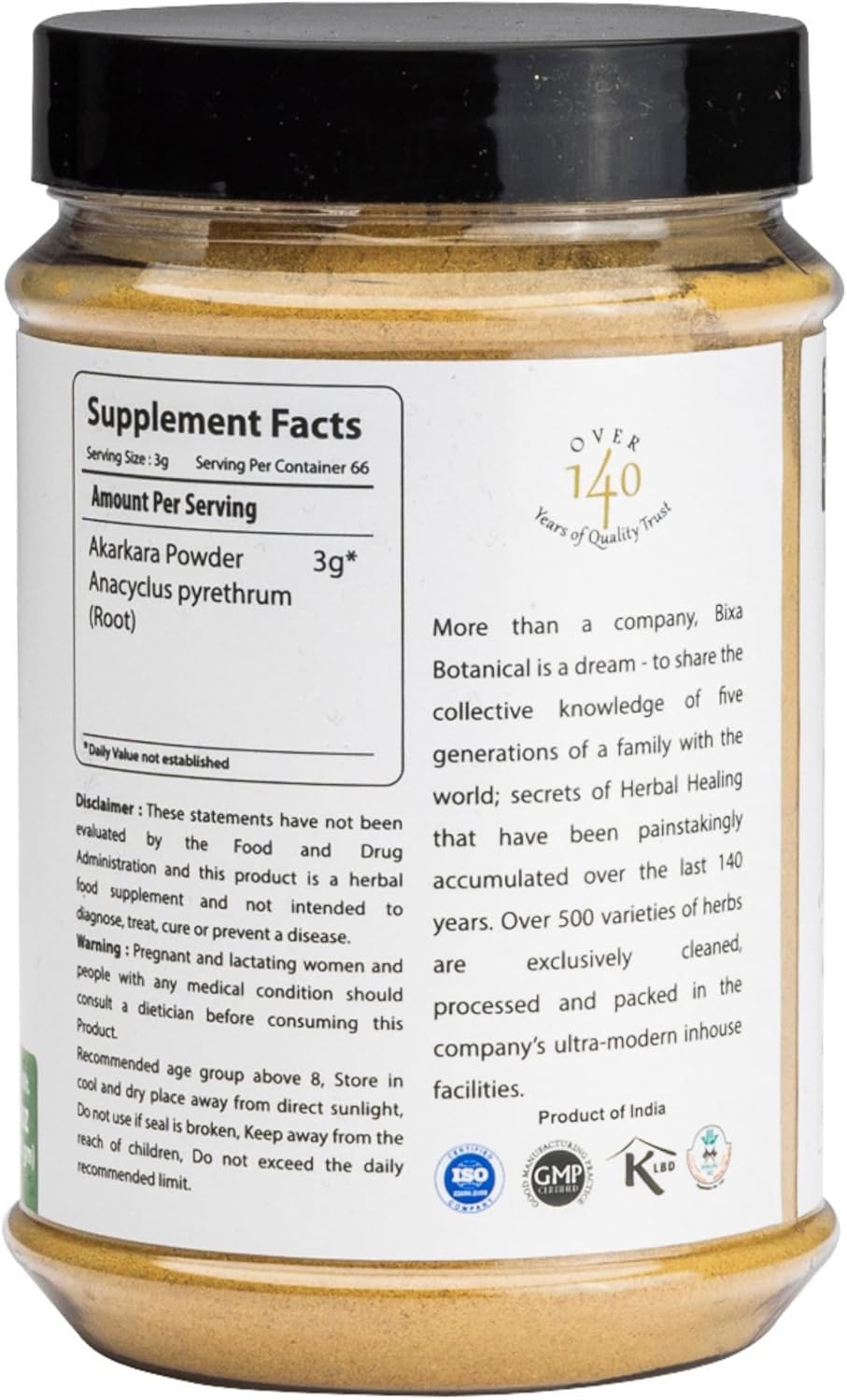 Organic Pellitory Root Powder - 200g | Anacyclus Pyrethrum | Ayurvedic Herbal Supplement | Gluten-Free, Non-GMO, Vegan