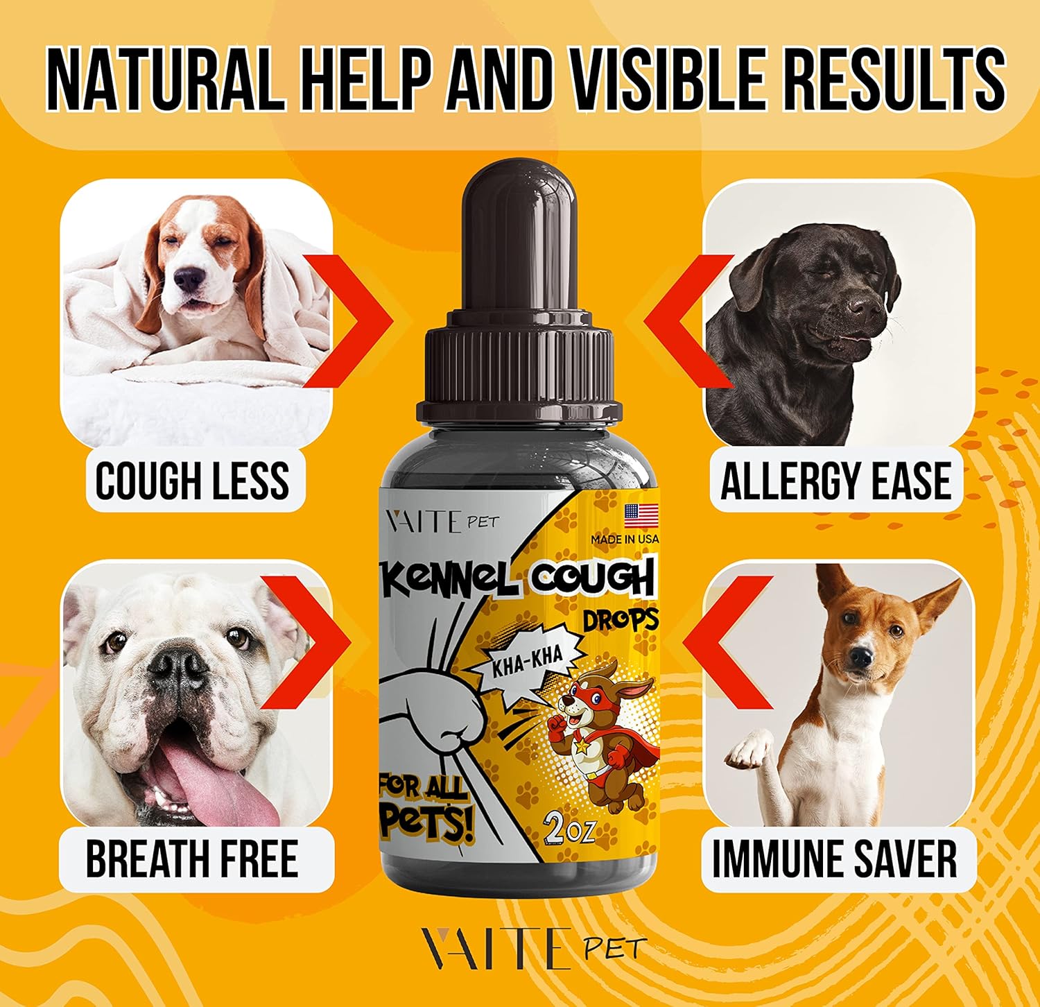 Organic Pet Cough and Throat Soother Drops 2 oz - Herbal Blend for Cats and Dogs - Natural Ingredients with Ginger - Easy to Administer