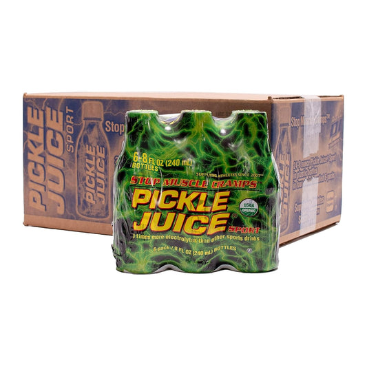 Organic Pickle Juice Sports Drink for Immediate Leg Cramp Relief - Electrolyte-Rich Formula with No Artificial Ingredients - 8 oz, 24 Pack