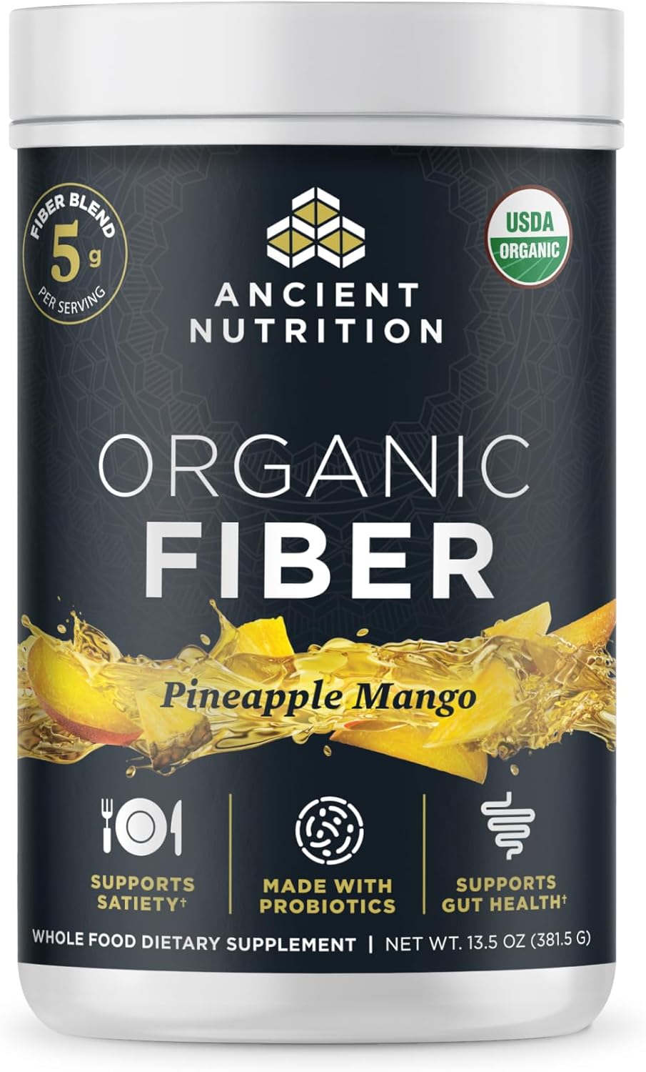 Organic Pineapple Mango Fiber Powder with Acacia & Konjac Root for Digestive Health - 13.5 oz