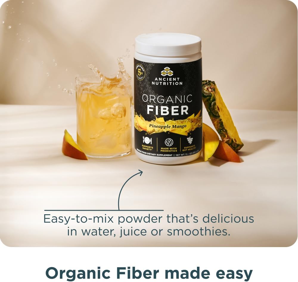 Organic Pineapple Mango Fiber Powder with Acacia & Konjac Root for Digestive Health - 13.5 oz