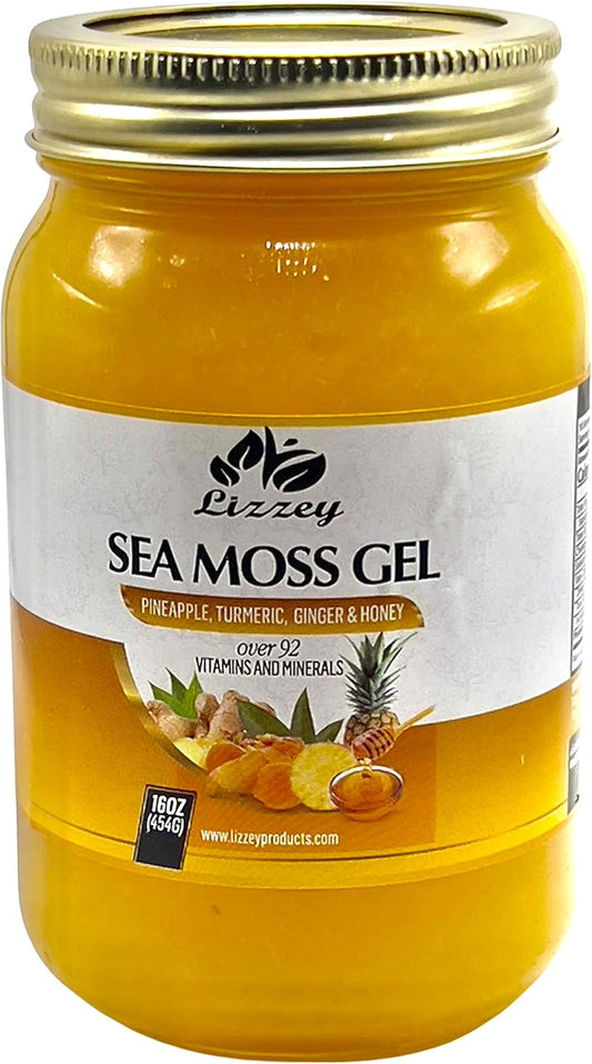 Organic Pineapple Sea Moss Gel with Turmeric & Ginger for Immune Health & Digestion, All Natural Superfood Supplement for Men & Women