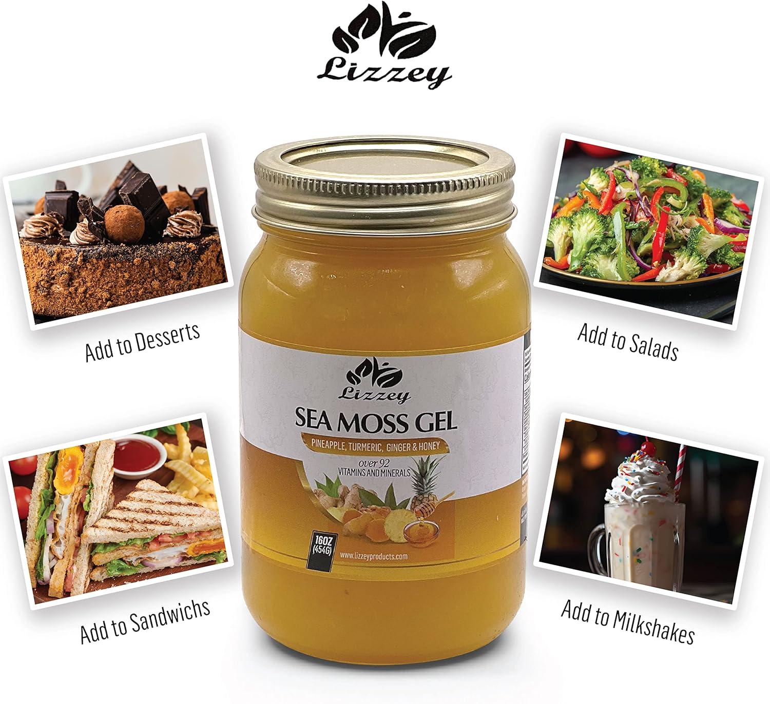 Organic Pineapple Sea Moss Gel with Turmeric & Ginger for Immune Health & Digestion, All Natural Superfood Supplement for Men & Women