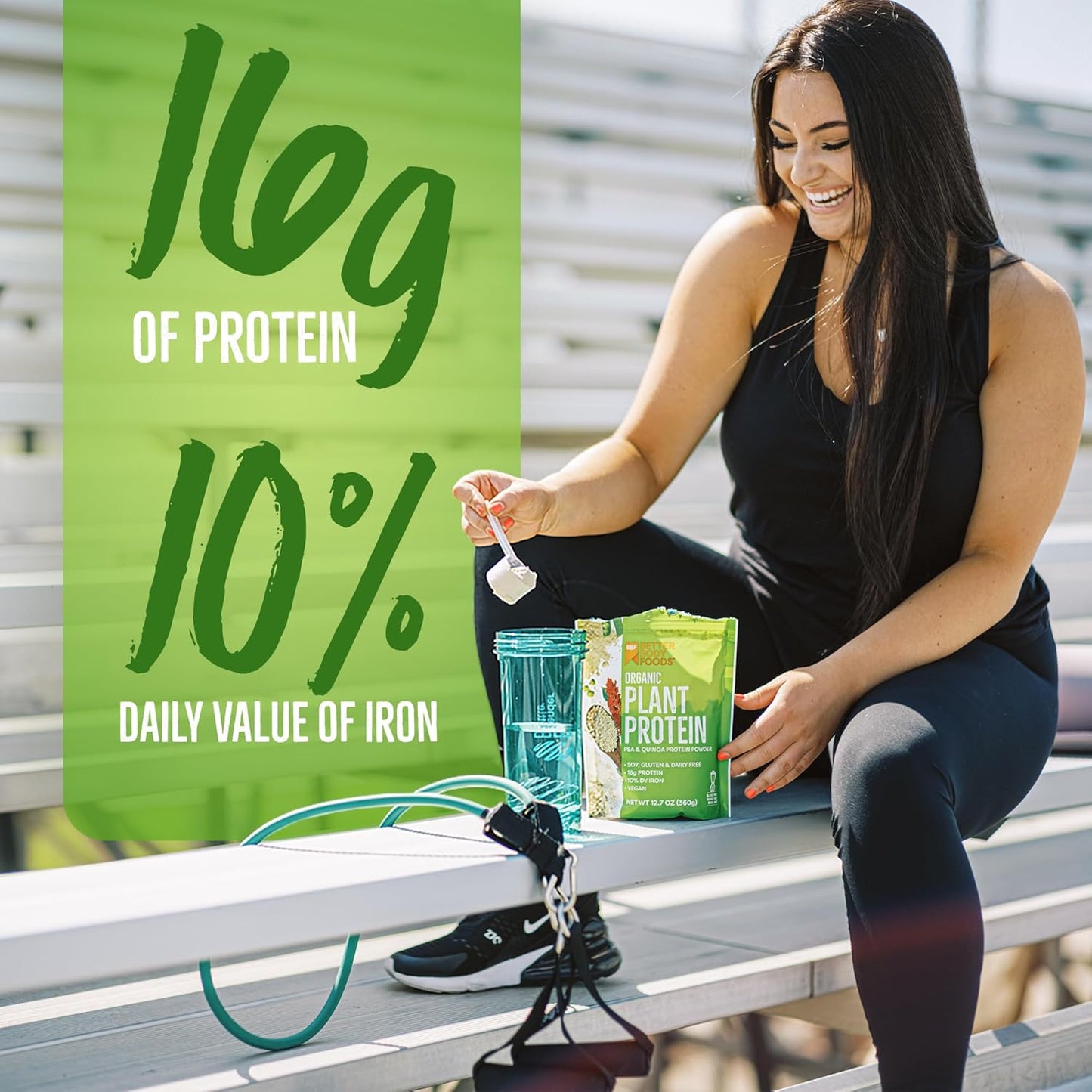 Organic Plant Based Protein Powder - 16g Protein, Vegan, Low Net Carbs, Gluten-Free - 12.7 Ounces