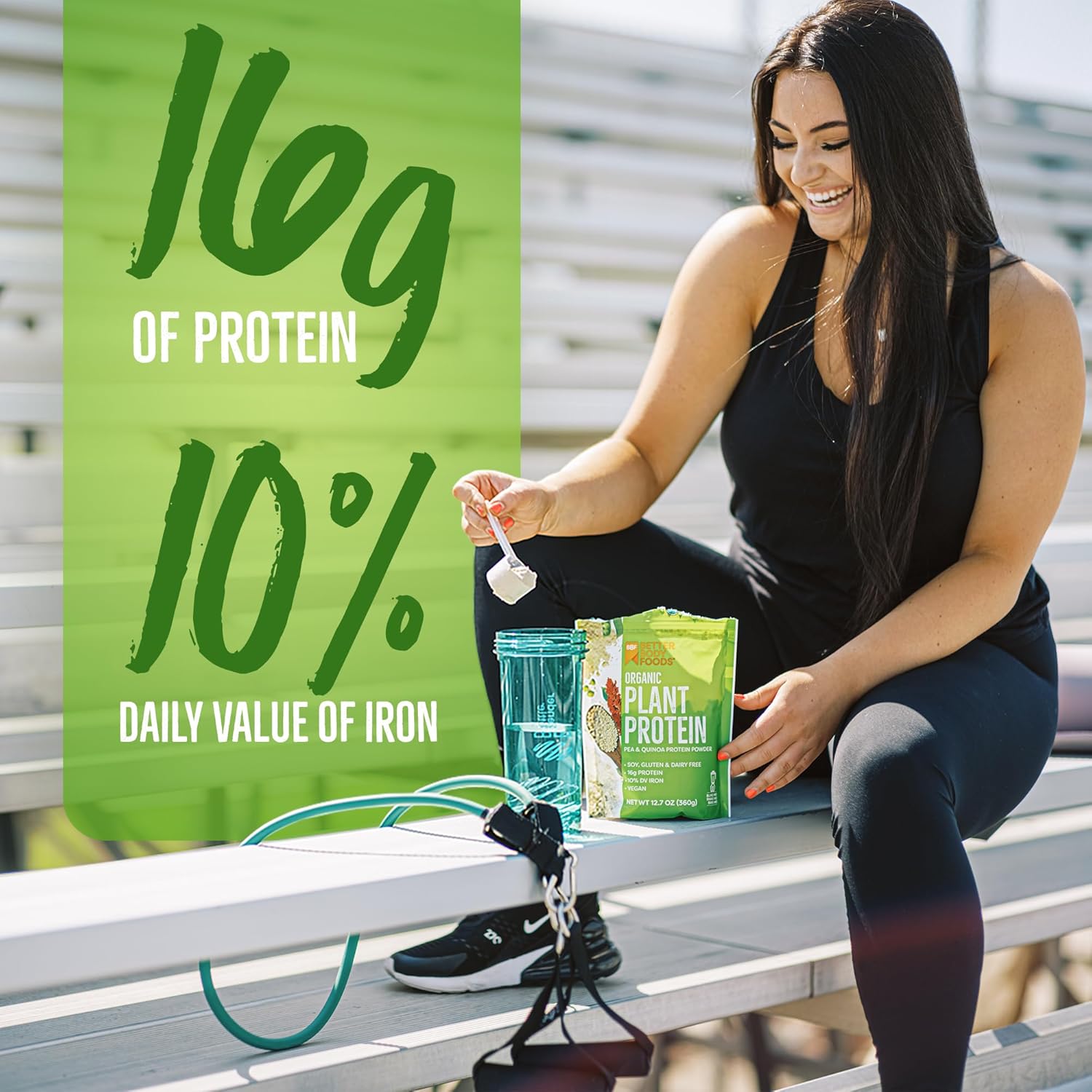 Organic Plant Based Protein Powder - 16g Protein, Vegan, Low Net Carbs, Gluten-Free - 12.7 Ounces