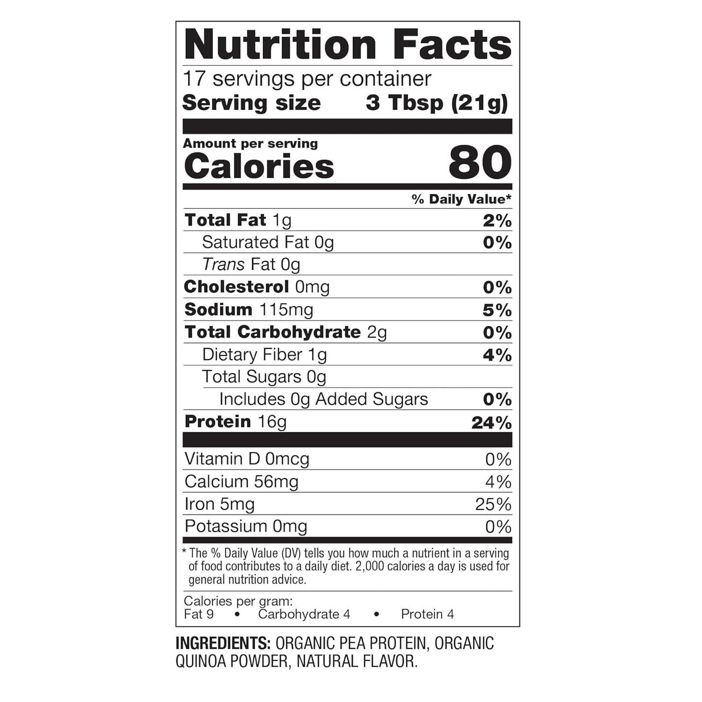 Organic Plant Based Protein Powder - 16g Protein, Vegan, Low Net Carbs, Gluten-Free - 12.7 Ounces