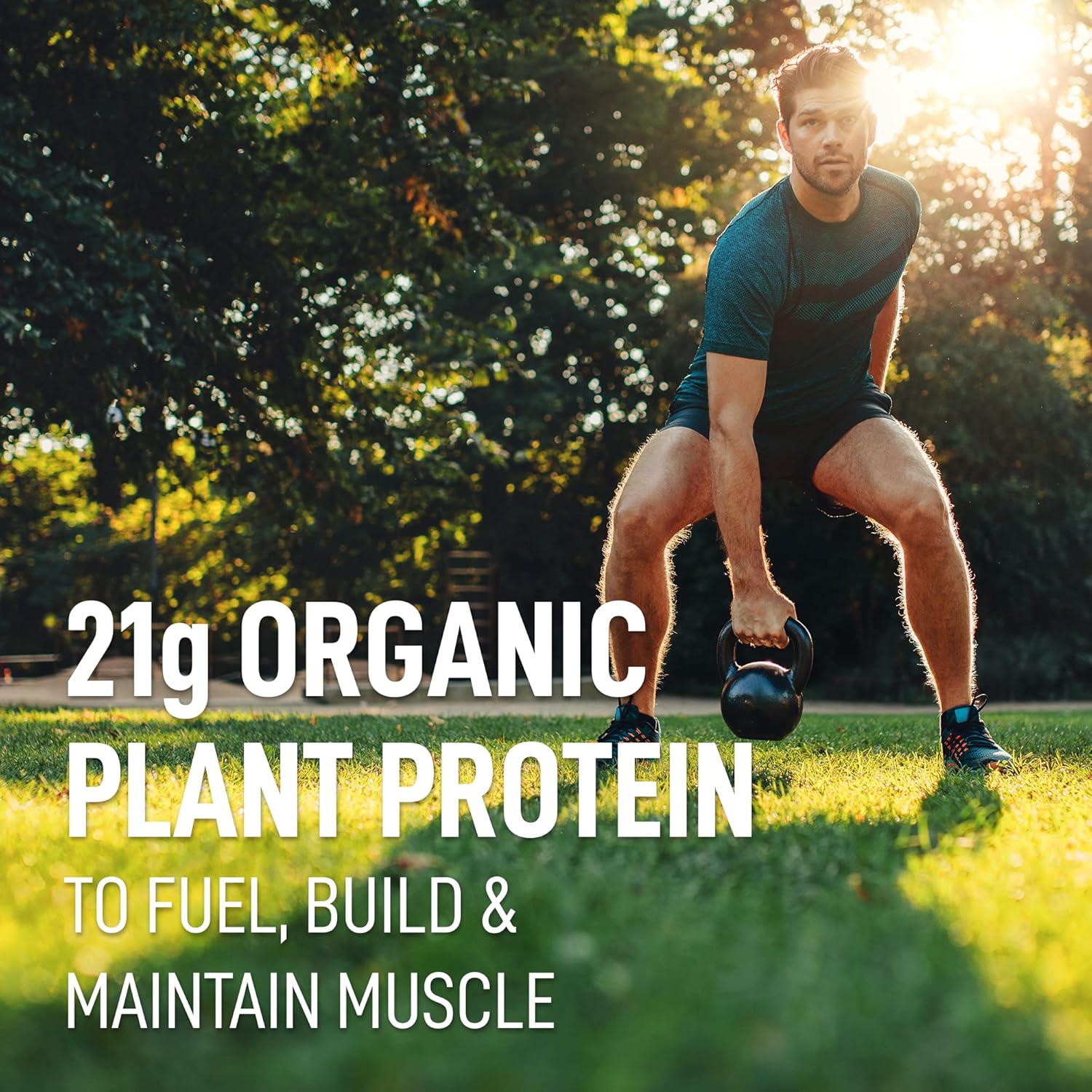 Organic Plant-Based Protein Powder, Chocolate Flavor - Vegan, USDA Certified, Soy-Free, Gluten-Free, Dairy-Free, Non-GMO - 21g Protein, 18 Servings, 1.58lb Tub