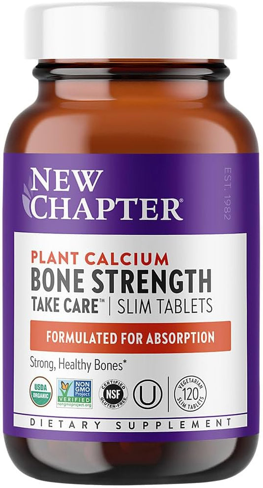 Organic Plant Calcium Supplement with Vitamin K2, D3, and Magnesium - Vegetarian, Gluten Free - 120 Count