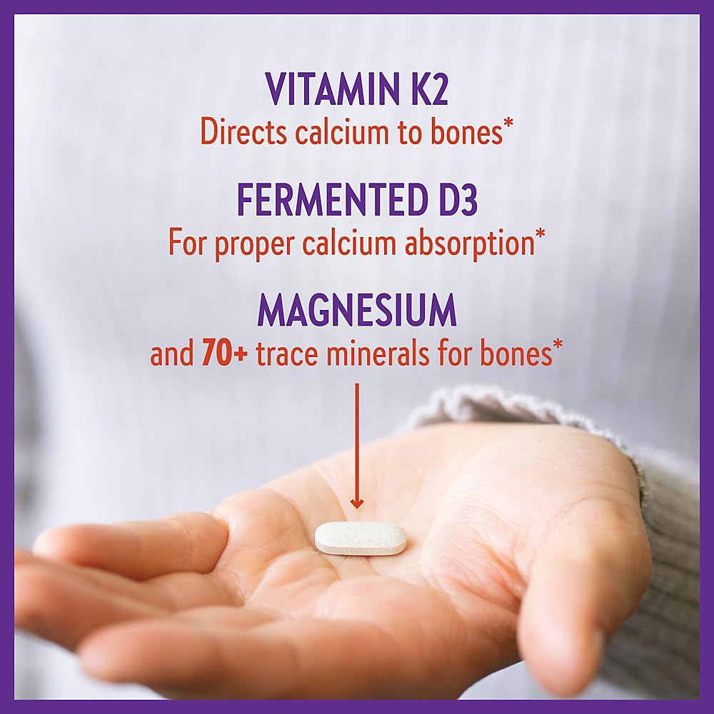 Organic Plant Calcium Supplement with Vitamin K2, D3, and Magnesium - Vegetarian, Gluten Free - 120 Count