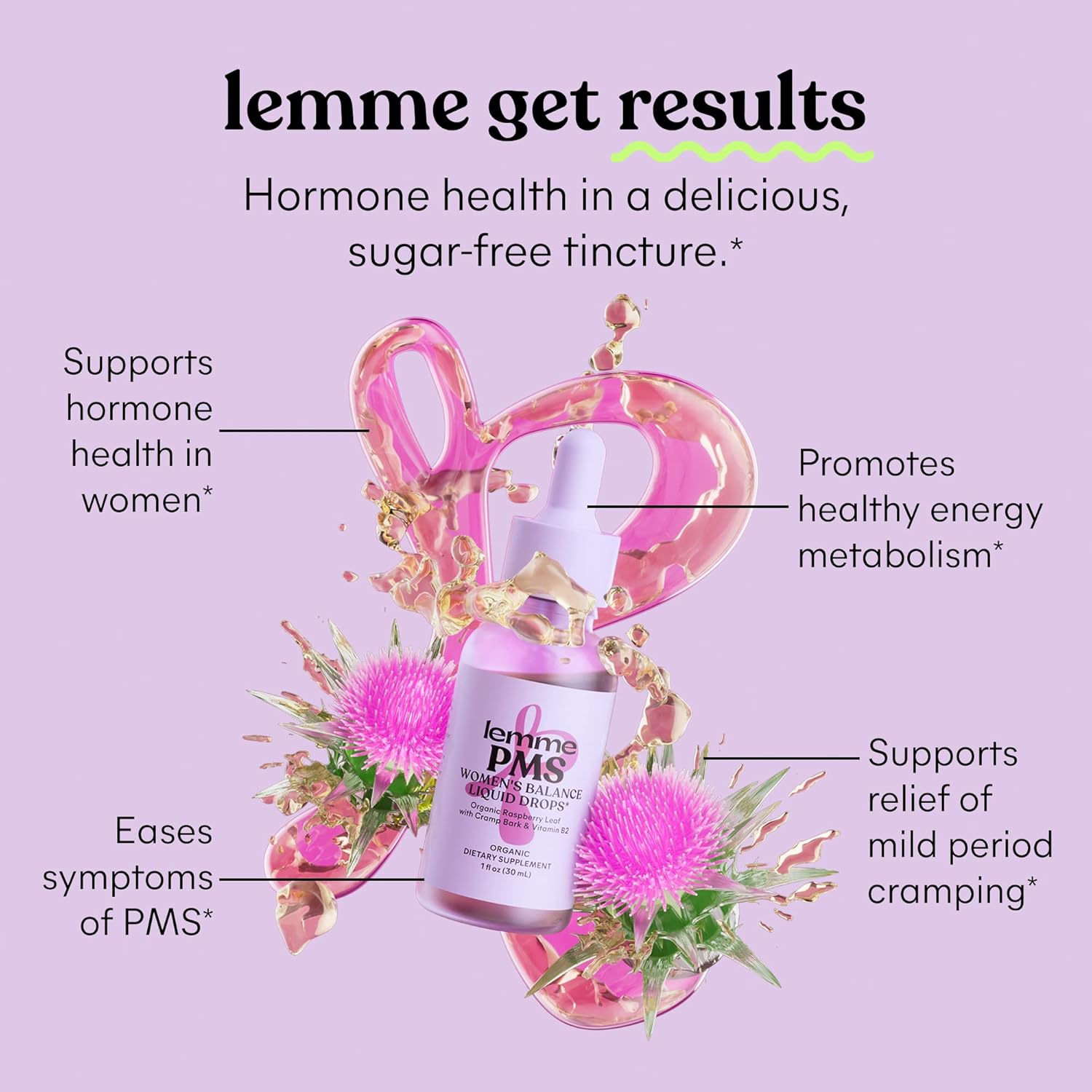 Organic PMS Hormone Balance Liquid Drops for Women - Herbal Blend for Relief from PMS & Mild Period Cramping - Raspberry Leaf, Dong Quai, Cramp Bark, Reishi & B2 - Sugar-Free - 1 fl oz