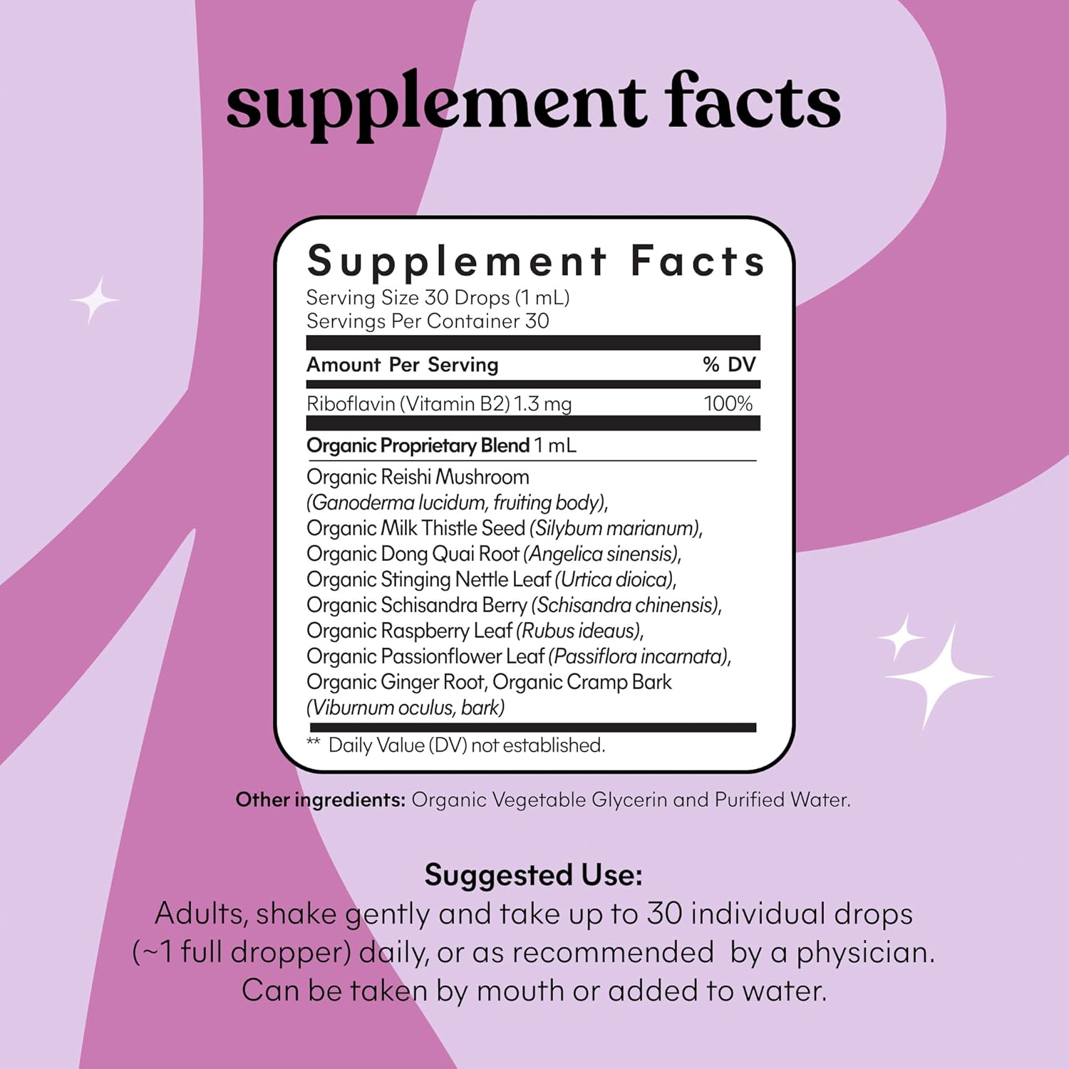Organic PMS Hormone Balance Liquid Drops for Women - Herbal Blend for Relief from PMS & Mild Period Cramping - Raspberry Leaf, Dong Quai, Cramp Bark, Reishi & B2 - Sugar-Free - 1 fl oz