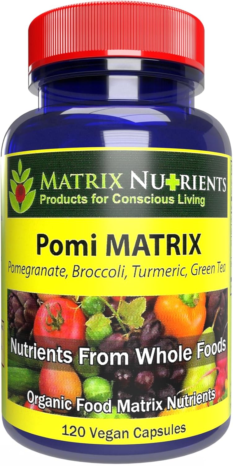 Organic POMI Matrix Nutrients - Potent Prostate Support with Pomegranate, Green Tea, Turmeric, and Broccoli - Vegan Capsules (120ct)