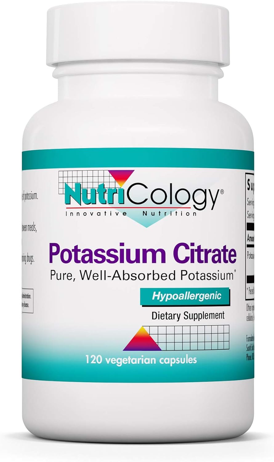 Organic Potassium Citrate Supplement 99mg - Vegetarian Capsules for Men & Women - Pure and Well-Absorbed - 120 Count