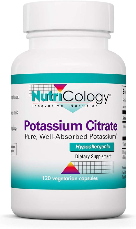 Organic Potassium Citrate Supplement 99mg - Vegetarian Capsules for Men & Women - Pure and Well-Absorbed - 120 Count