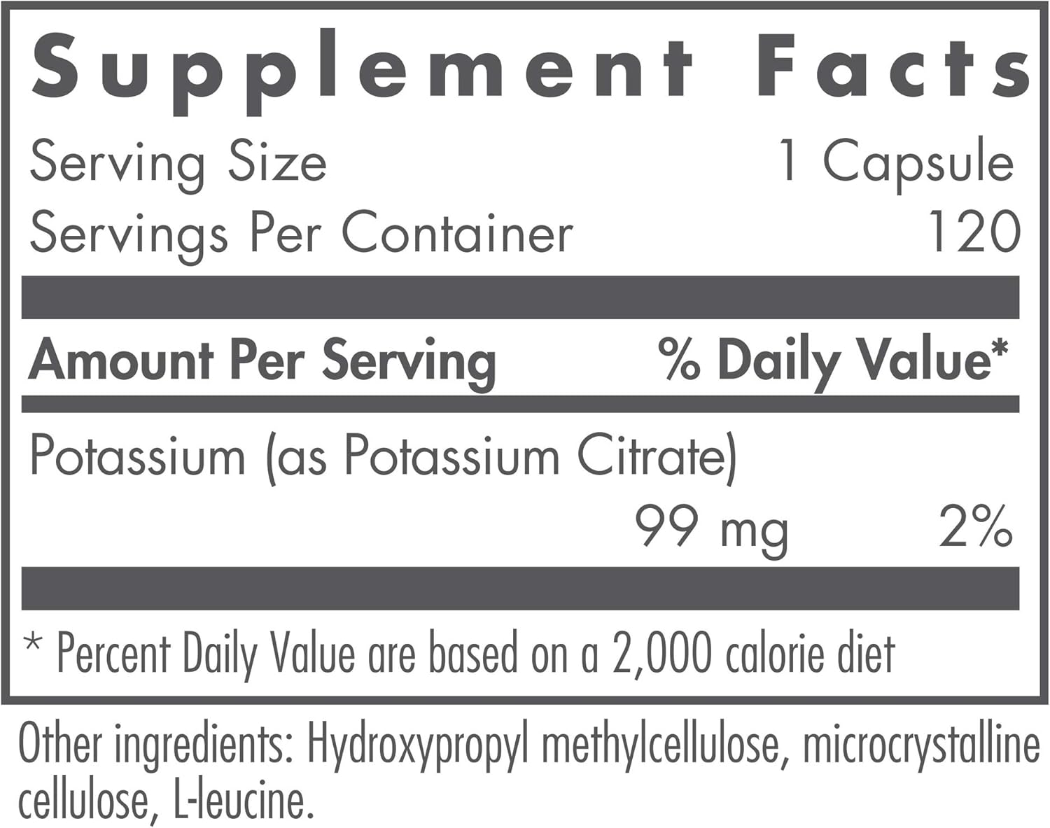 Organic Potassium Citrate Supplement 99mg - Vegetarian Capsules for Men & Women - Pure and Well-Absorbed - 120 Count